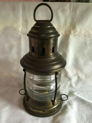 Vintage Perko Ship Oil Lantern Maritime Brass Stern Anchor Lamp w/Clear Glass 5