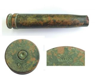 Vintage Wwii Era German Brass Shell Case 20mm Waa40g 1937 Wehrmacht Patina