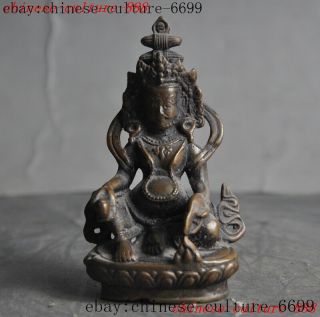 4 " Old Tibet Buddhism Bronze Mouse Yellow Jambhala Wealth God Statue
