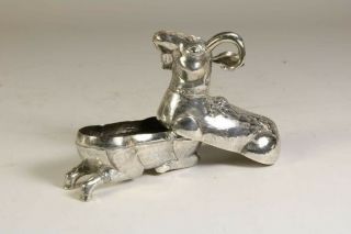2x Antique.  900 Coin Silver Figural Goat Ram Horns Trinket or Pill Box 2