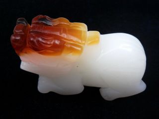 Hetian Jade Hand Carved Large Pendant Sculpture Foo Dog Lion 12201804