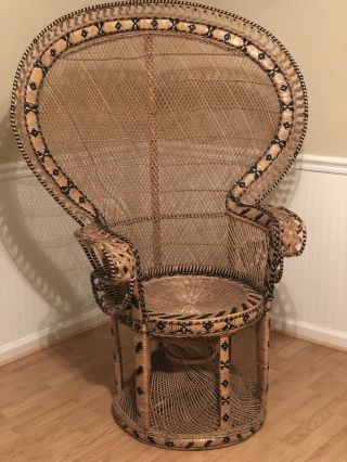Vintage Iconic Peacock Rattan Wicker Adult Chair BOHO 2