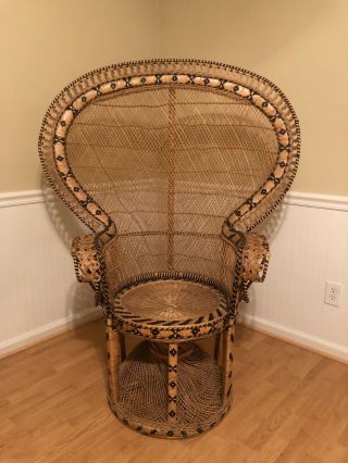 Vintage Iconic Peacock Rattan Wicker Adult Chair BOHO 3
