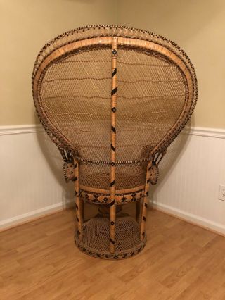 Vintage Iconic Peacock Rattan Wicker Adult Chair BOHO 4