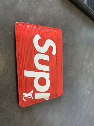 Louis Vuitton X Supreme Lv Red Epi Leather Card Holder Authentic Rare