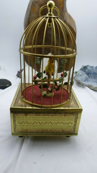 Rare Vintage Birds Singing Bird Box / Cage Music Box Auto