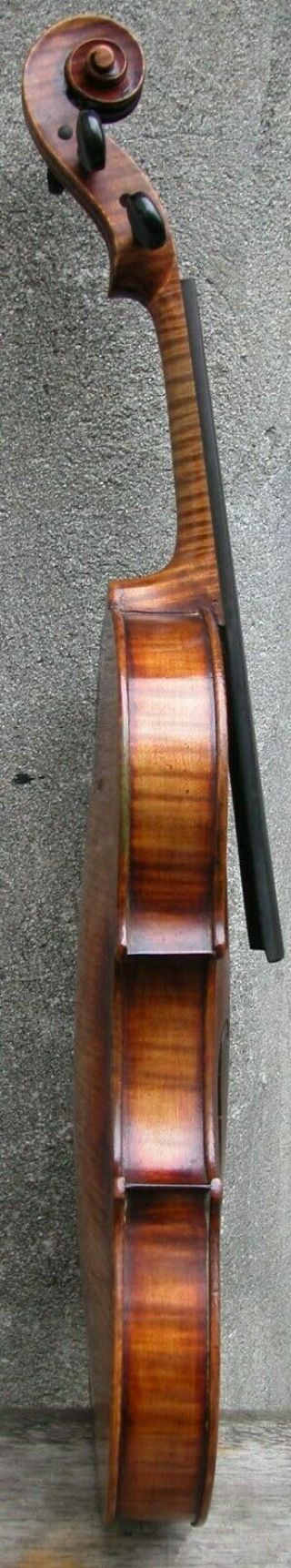 Vintage Czech Slovakia Strad Violin Case Tiger Maple Full Size Reddish Varnish 3