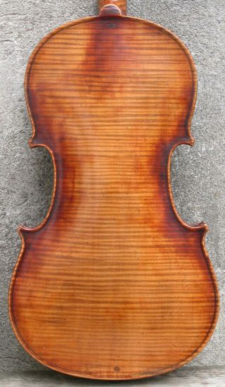 Vintage Czech Slovakia Strad Violin Case Tiger Maple Full Size Reddish Varnish 5