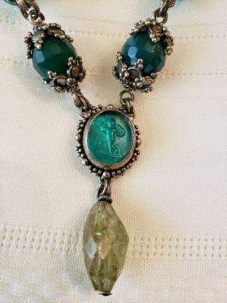 Vintage Stephen Dweck Multi carved & raw Gemstone Sterling Silver Necklace 2