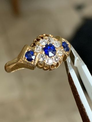 Sapphire And Diamond Ring 18ct Yellow Gold Size K