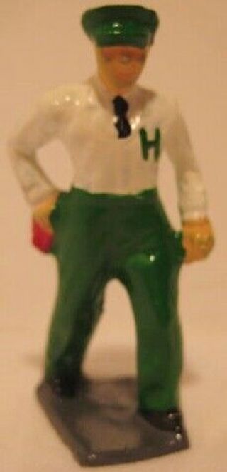Old Lead Hess Advertising Figure Gas Station Attendant W/ Rag In Pocket