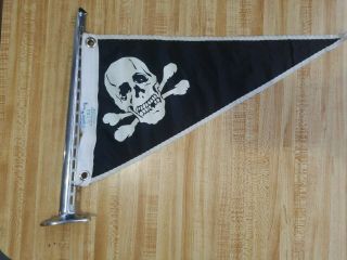 Rare Vintage Taylor Made Pirate Boat Flag Pennant With Pole (ratrod Motorcycle)