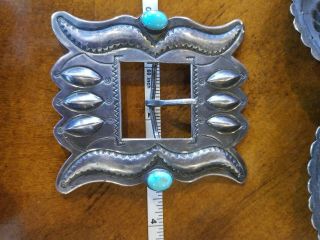 LARGE MUSEUM QUALITY VINTAGE NAVAJO TURQUOISE STERLING SILVER CONCHO BELT OLD 7