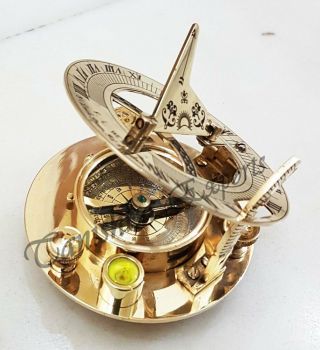Nautical Brass Sundial Compass 3 " Antique Style Sundial Pocket Compass F.  L.  West
