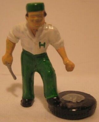 Old Lead Hess Advertising Figure - Gas Station Attendant W/ Car Tire