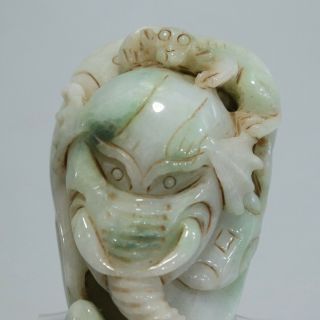 Chinese Exquisite Hand - carved Elephant monkey Carving jadeite jade Pendant 2