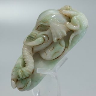 Chinese Exquisite Hand - carved Elephant monkey Carving jadeite jade Pendant 4