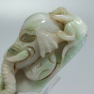 Chinese Exquisite Hand - carved Elephant monkey Carving jadeite jade Pendant 5