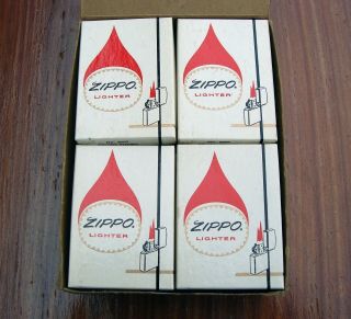 Vintage Case Of 12 Zippo Lighters No.  200 Brush Finish 1962 Old Stock