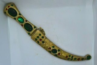 Antiques Rare Damascene Dagger Decorated With Stones Handmade Old