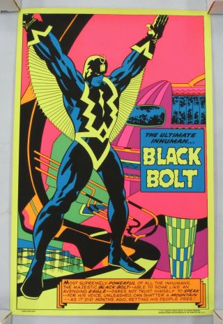 Marvel Black Bolt 1971 The Third Eye Inc.  Black Light Poster 4009 Rare