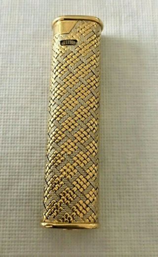 Rare Vintage Dunhill Solid Yellow White18k Gold Weave Cigarette Lighter