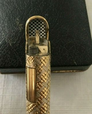 Rare Vintage Dunhill Solid Yellow White18K Gold Weave Cigarette Lighter 7