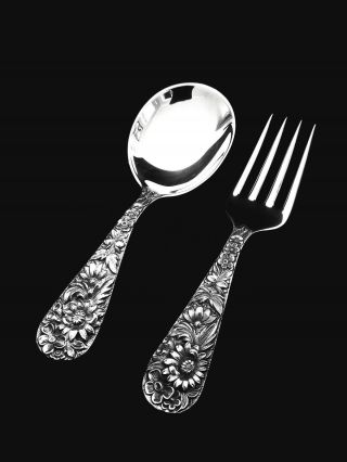 S.  Kirk & Son Inc Repousse Sterling Silver Baby Fork And Spoon Set - Gift Quality