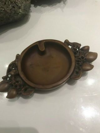 Rare 19th Century Chinese Carved Red Soap Stone Ash Tray Bowl