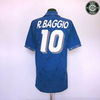 Baggio 10 Italy Vintage Diadora Home Football Shirt Usa 94 1993/94 (m/l) Italia