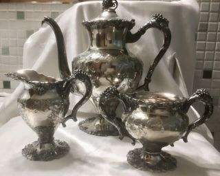 Barbour Bros Co.  Silver Plate Victorian Hand Chased Coffee/tea Set Gorgeous