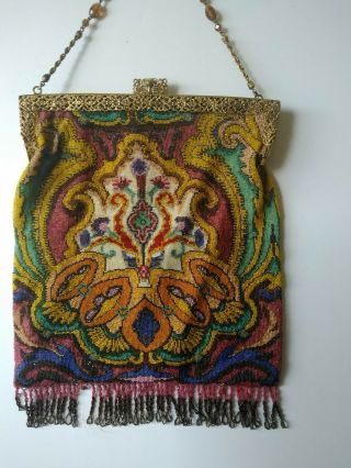 Stunning Antique Victorian Micro Beaded Purse Evening Bag 7