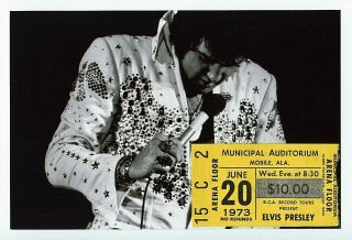 Elvis Presley Vintage Concert Ticket Stub/photo - Mobile,  Al - June 20,  1973