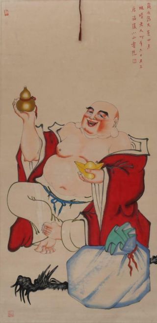 Chinese Old Hong Yi Scroll Painting Scroll Buddha 73.  23”