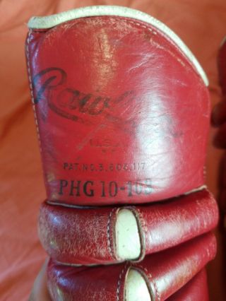 RARE Vintage 60s 70s USA Rawlings PHG10 Hockey Gloves Leather Red Glulara 3