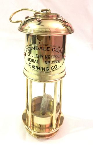 Antique Maritime Brass Minor Lamp Vintage Nautical Ship Lantern Decor Light Gift