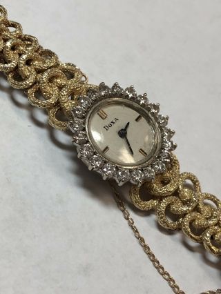 ESTATE VINTAGE DOXA 1.  50 CTW DIAMOND 14K YELLOW GOLD LADIES WRIST WATCH 38G NR 3