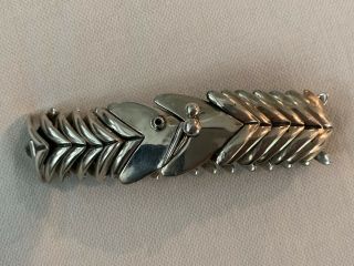 TAXCO D ' MOLINA Mexico Sterling 925 Fish Articulated Link Bracelet 72g TM - 90 7