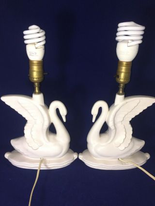 Vintage Mid Century Van Briggle Lamp Regal Swan.  Great