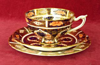 VINTAGE 1ST QUALITY ROYAL CROWN DERBY TEA SET,  6 TRIOS,  OLD IMARI 1128,  FLUTED 3