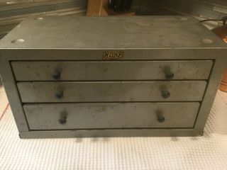 Vintage Huot Three Drawer Drill Cabinet A - Z 14.  5 Inche Wide With Some Drills