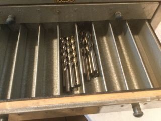 Vintage Huot Three Drawer Drill Cabinet A - Z 14.  5 Inche Wide With Some Drills 5