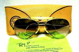 Ray - Ban Usa Vintage B&l Very Rare Aviator Dgm Ambermatic 58[]14 Sunglasses