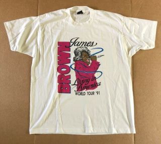 Vtg 90s James Brown World Tour ‘91 T Shirt Size Xl Screen Stars Bootleg Rap Tee