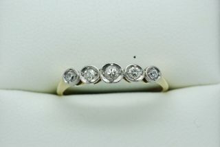 Lovely Early 20th Century 18ct Gold And Diamond 5 Stone Ring - Size P