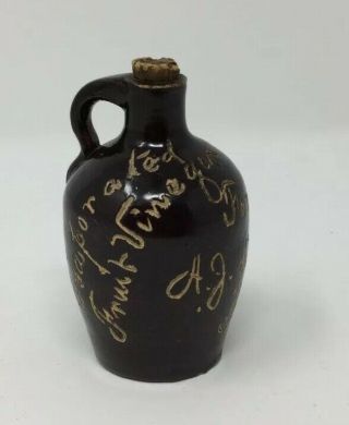 RARE ANTIQUE H.  J.  LIPSCOMB PARSONS WEST VIRIGINA MINI STONEWARE SCRATCH JUG 2