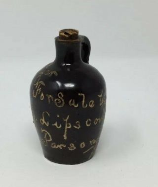 RARE ANTIQUE H.  J.  LIPSCOMB PARSONS WEST VIRIGINA MINI STONEWARE SCRATCH JUG 5