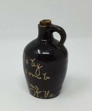 RARE ANTIQUE H.  J.  LIPSCOMB PARSONS WEST VIRIGINA MINI STONEWARE SCRATCH JUG 6