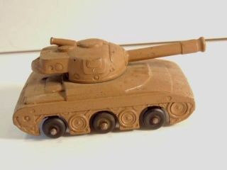 Vintage Cast White Metal Toy Military Tank With Rubber Wheels - Damage At 1 Wheel