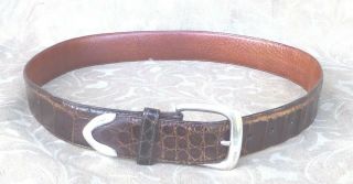 Vintage Polo Ralph Lauren Brown American Alligator Belt Sterling Buckle Size 32